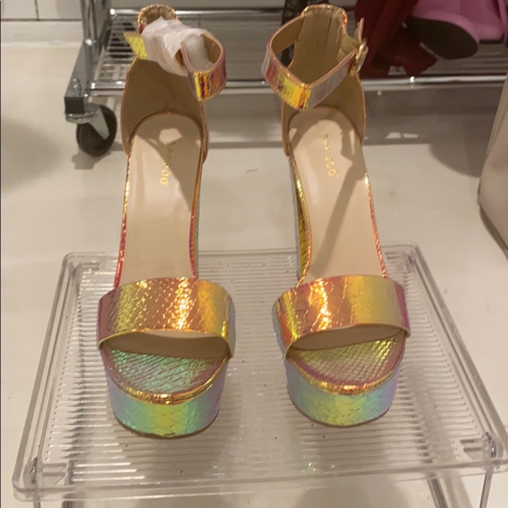 NEW Bamboo rainbow metallic Platform Sandals